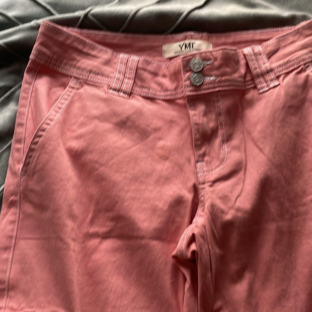 Pink cargo flare jeans